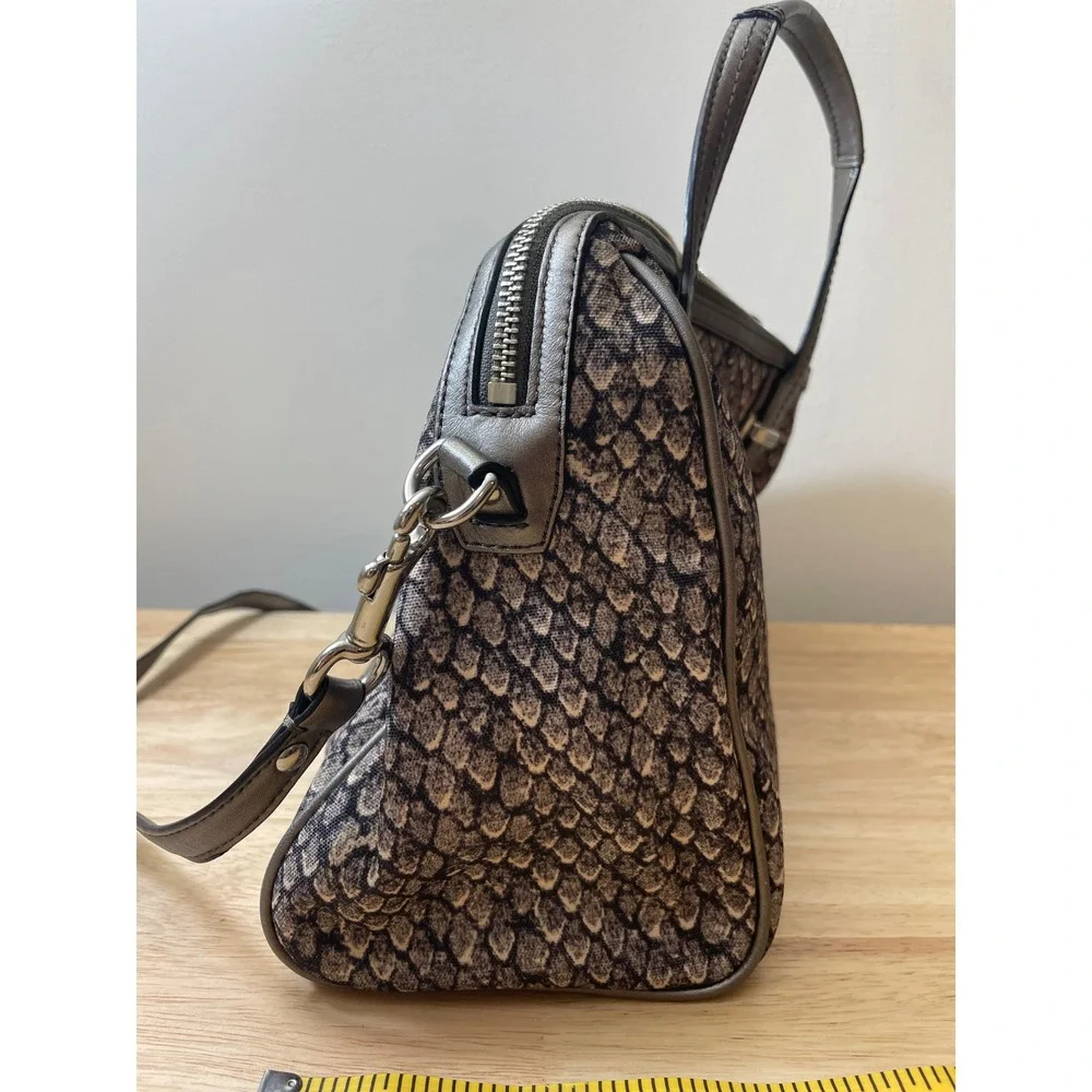 Coach Signature Snakeskin Print Satchel Bag Pewter Accents Shoulder‎ Bag